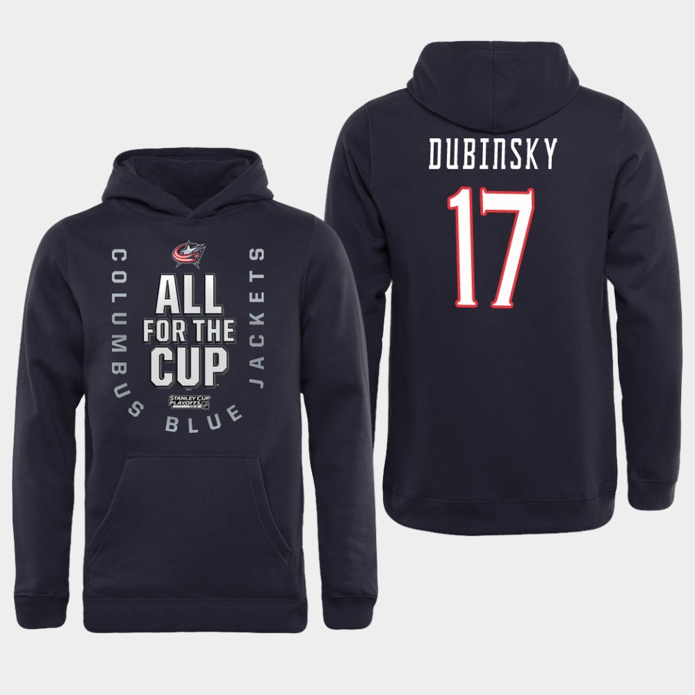 Men NHL Adidas Columbus Blue Jackets 17 Dubinsky black All for the Cup Hoodie